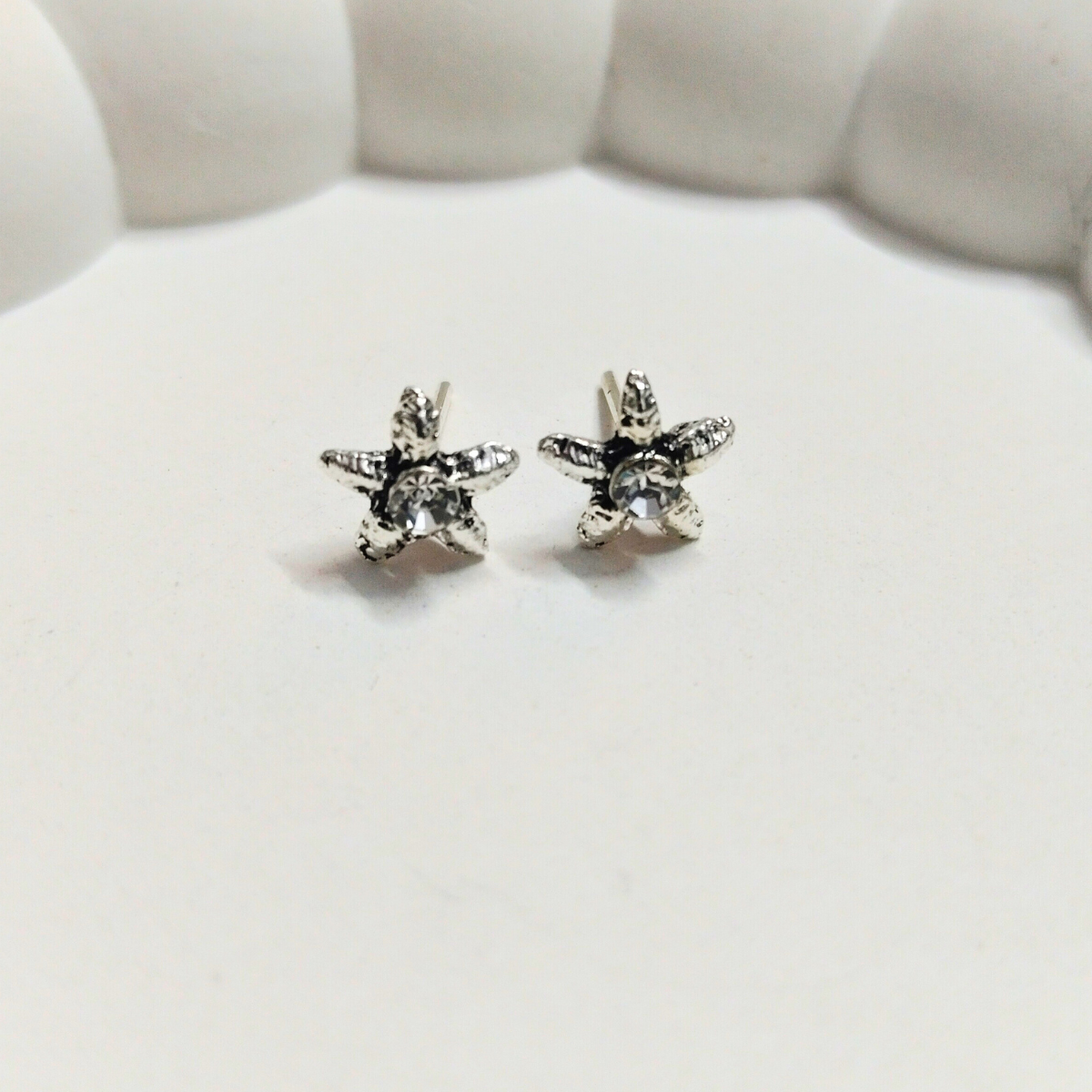 Antique-star-flower.png Antique Star Stud Earrings with Crystal - Image 1