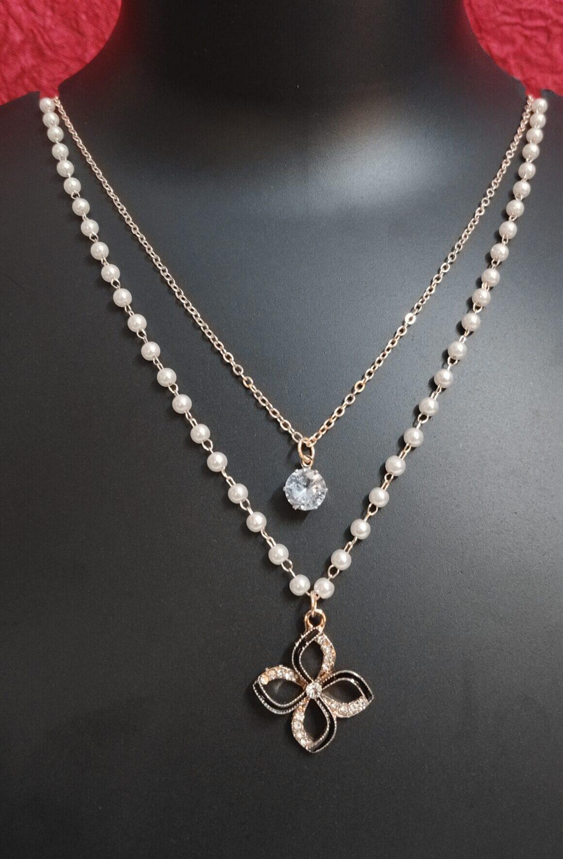 DC001-scaled-e1742802522310.jpg Elegant Double-Layered Flower Necklace - Image 1