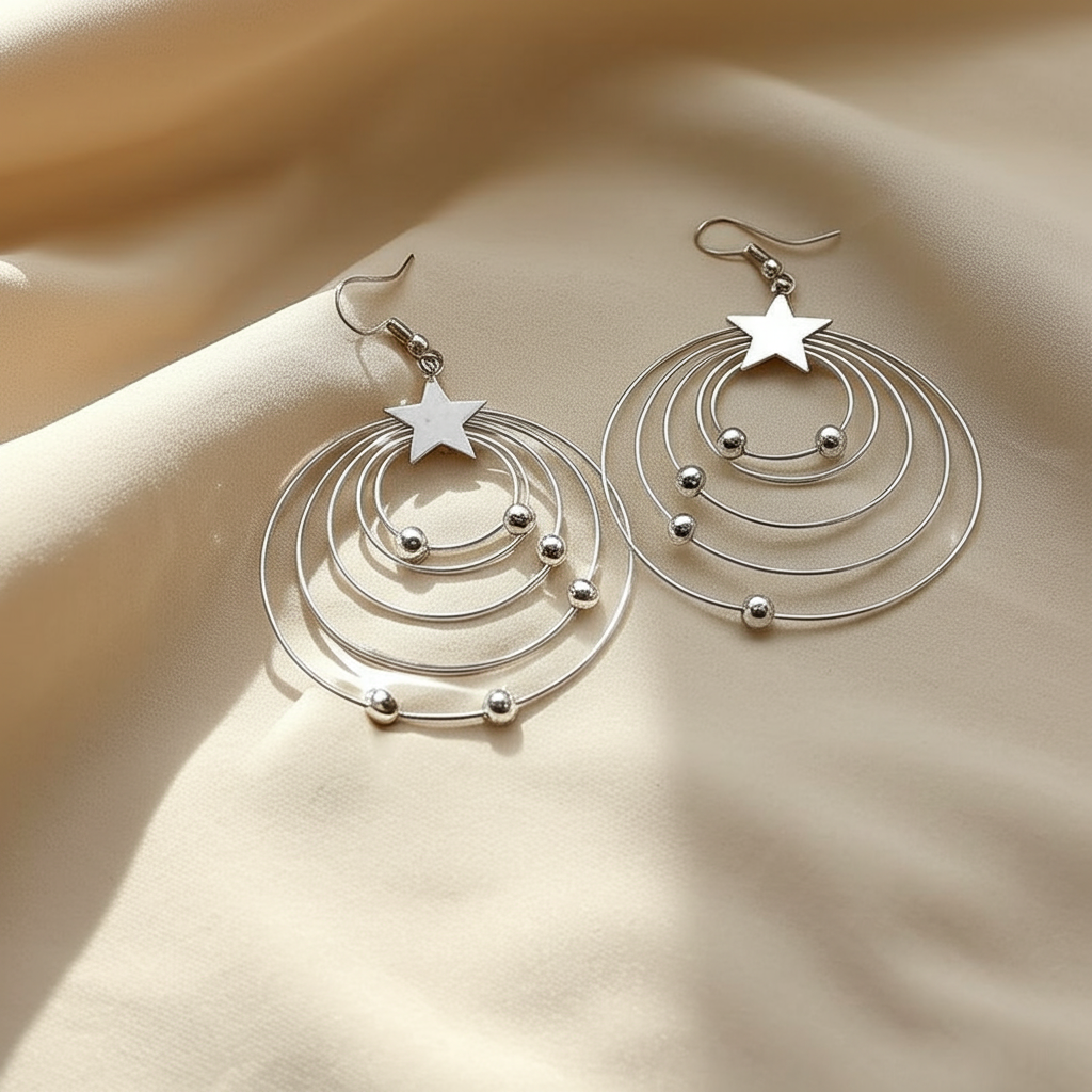 Hoop-Earring.png Star Hoop Earrings – Modern Silver Look - Image 1