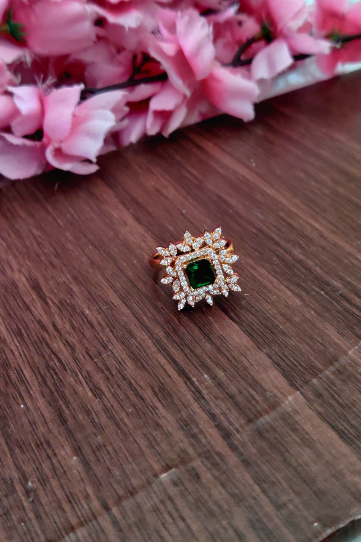 IMG_20250808_130824-2.jpg AD Square Shape Green Stone Finger Ring - Image 1