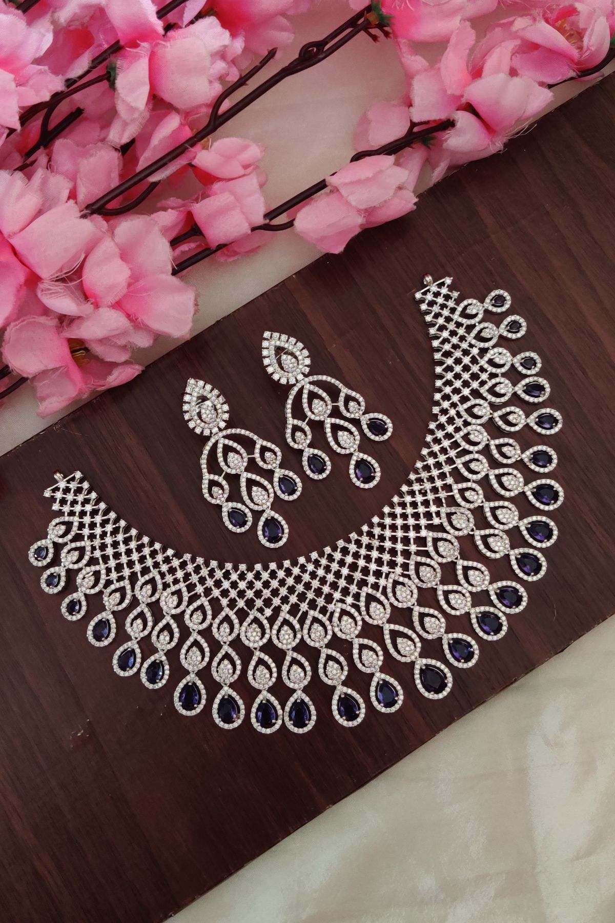 IMG_20250913_122008-1.jpg AD Purple And White Designer Necklace - Image 1