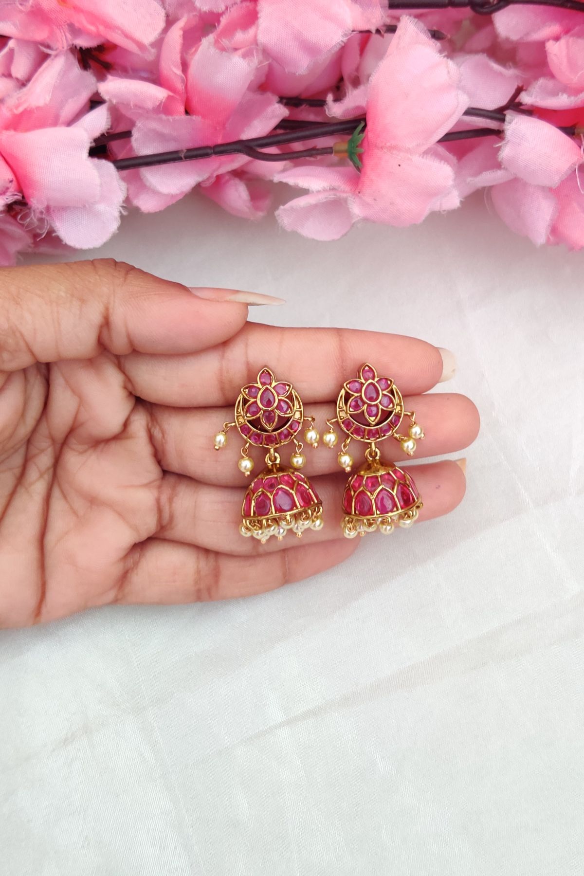IMG_20251119_132534-1.jpg Gold Finish Kerala Designer Jumkki - Image 1