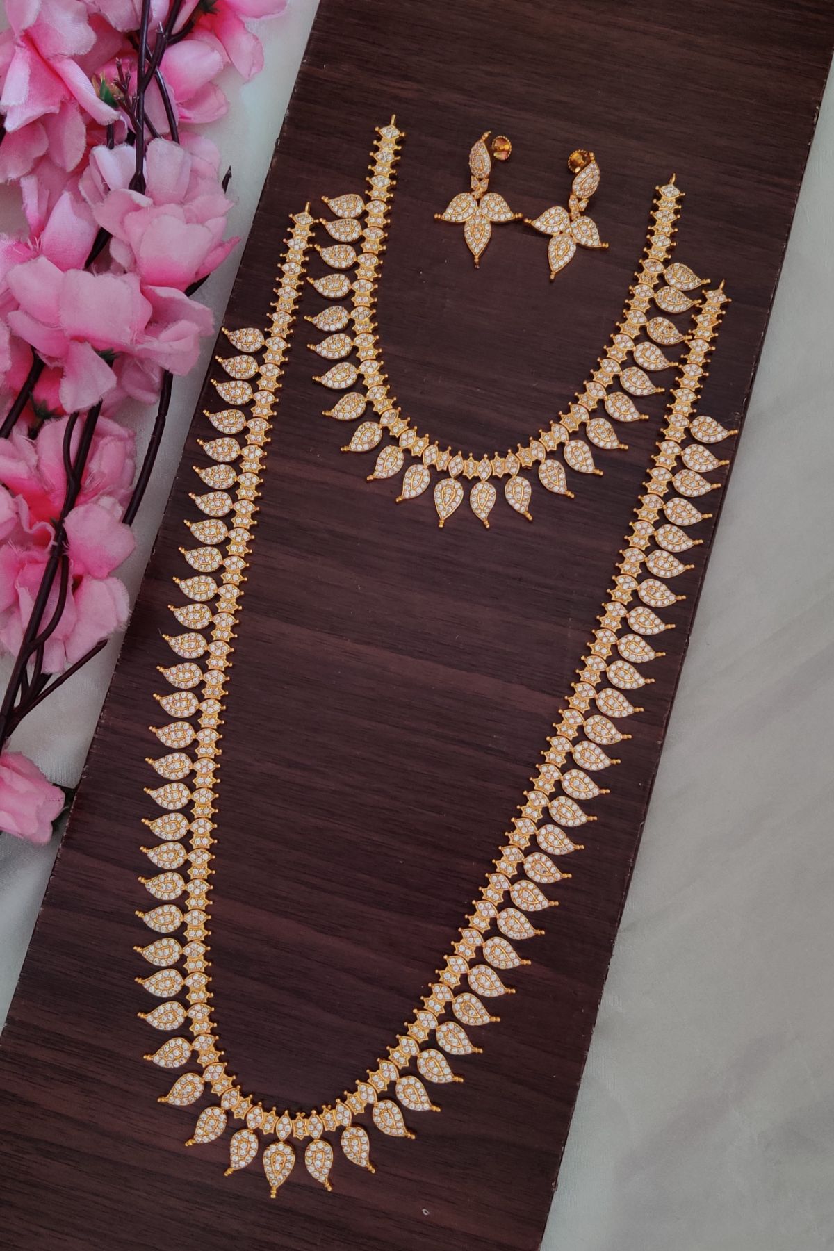IMG_20251216_130406-3-1.jpg Premium White Stone Mango Designer Long Necklace - Image 1