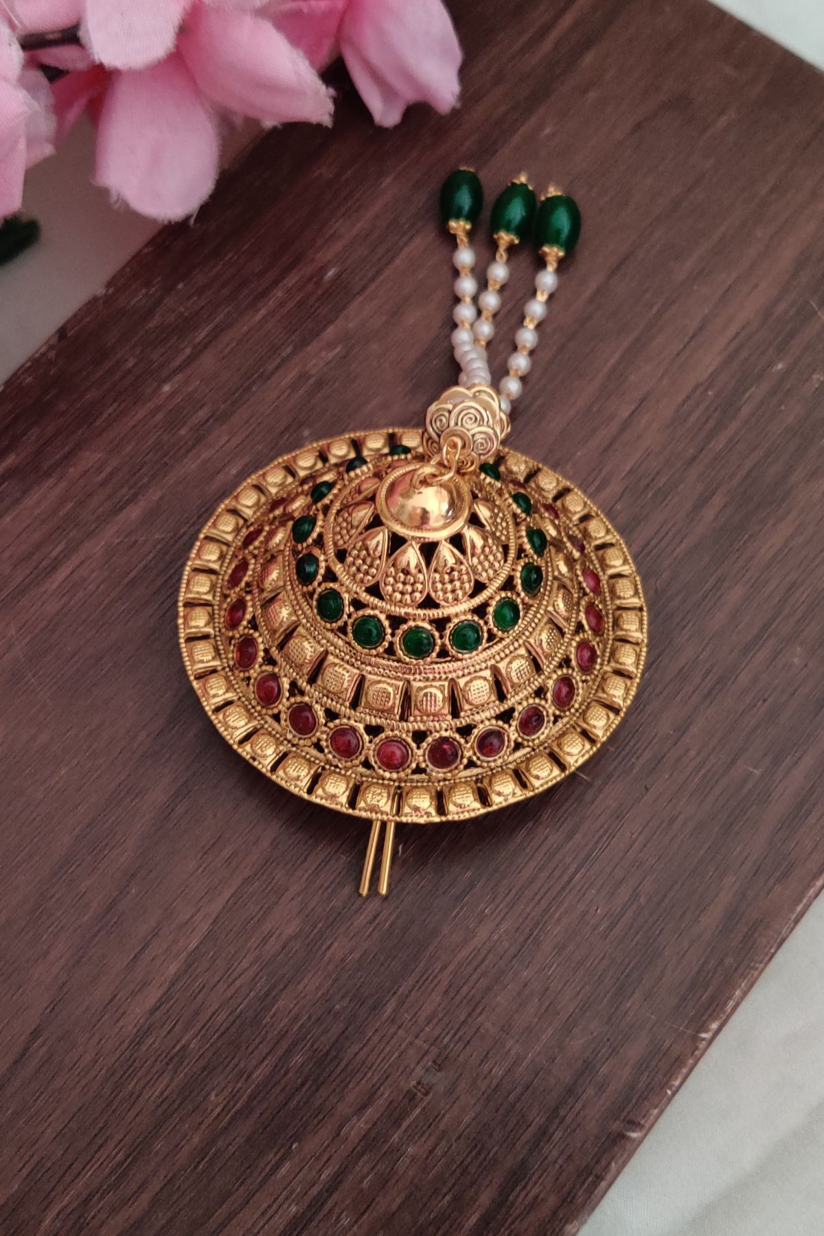 IMG_20251216_134049-1.jpg Multi Colour Green Beads Designer Andal Kondai - Image 1