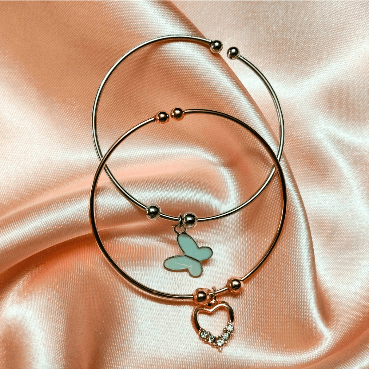 White-1.png Elegant Twin Charm Bangle Bracelet Set – Wear Together or Separate (White) - Image 1