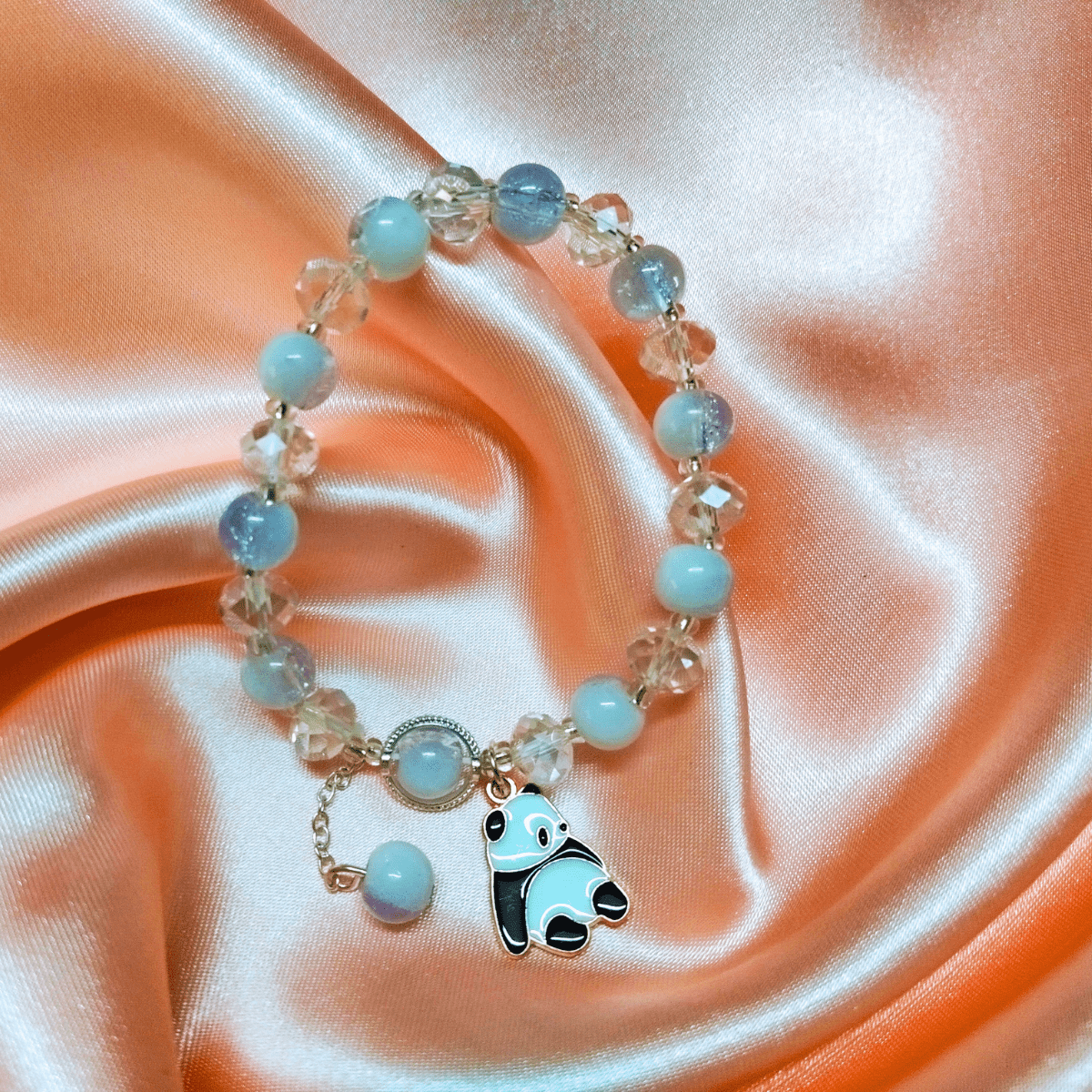 White-2.png Crystal Beaded Bracelet with Adorable Teddy Bear Charm - Image 1